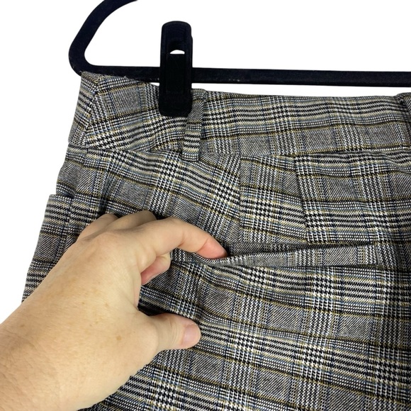 LOFT Hight Waist Curvy Trouser Pants 12 Gray Tan Glen Check Plaid 521626 - Picture 7 of 12